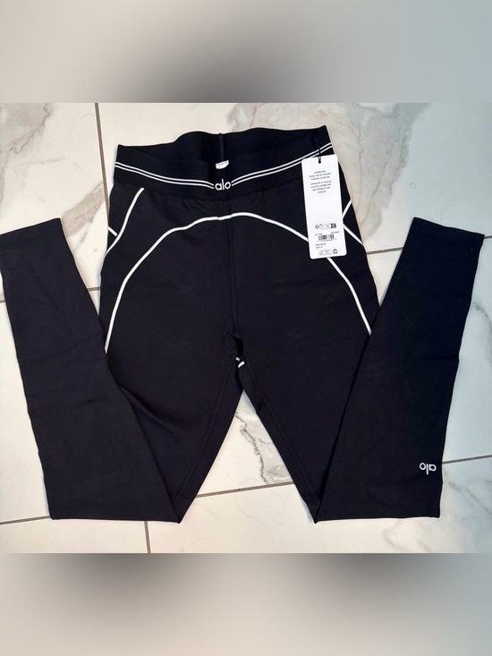 ALO Yoga Pants - ALO HIGH-WAIST HEART THROB LEGGINGS SIZE MEDIUM BLACK/WHITE